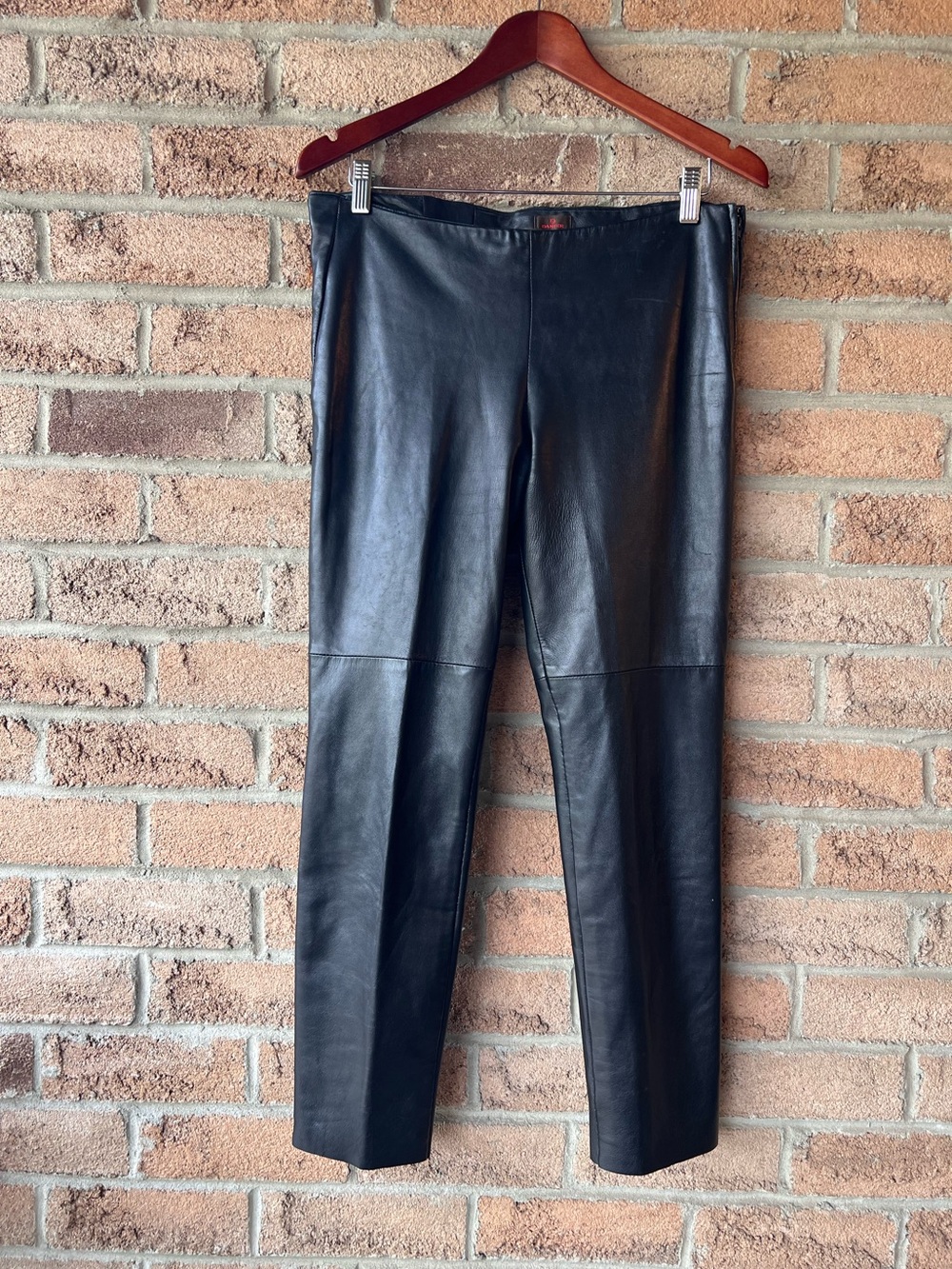 DANIER Leather Pants Black Genuine Leather Straight Slim Size 4